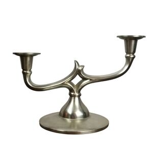 Metawa Pewter Holland 2 Arm Silver Candelabra Candle Holder Pewter Candlestick